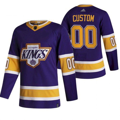 Men Los Angeles Kings #00 Custom Purple NHL 2021 Reverse Retro jersey